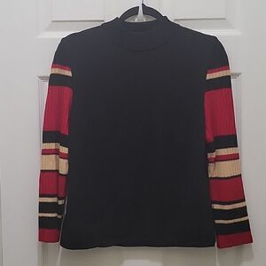 St John Sport Knit Mock Neck Sweater Marie Gray (SZ P)